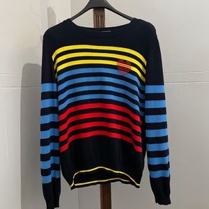 Benetton noticeable stripes sweater / Women Large/ 100% cotton /  long sleeves